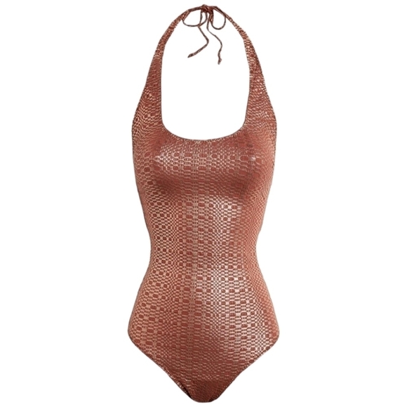 LISA MARIE FERNANDEZ Amber Maillot Swimsuit, Size 10, Rose Gold, NWT - Picture 1 of 16